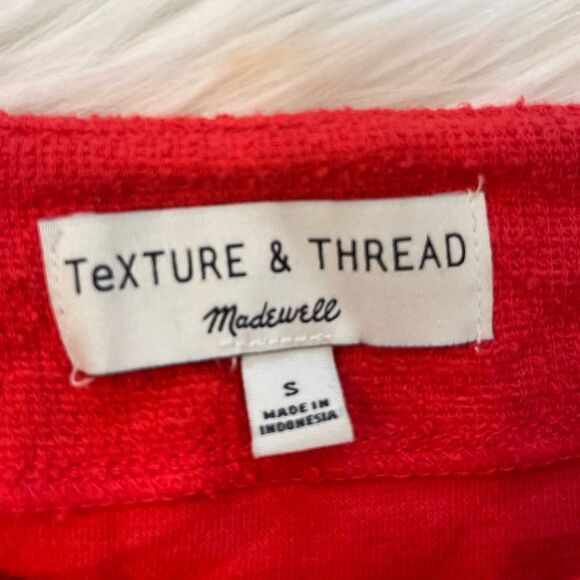 Madewell Texture & Thread Red Button Down Short Sleeve - Picture 5 of 8